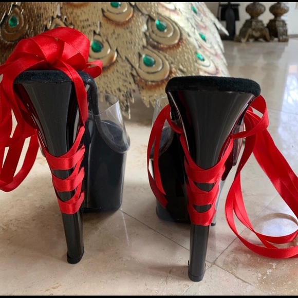 Pleaser Lace up Wedge Heels - Picture 3 of 3